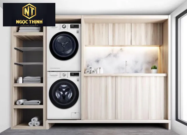 TỦ MÁY GIẶT KẾ HỢP TỦ TIỆN LỢI GỌN GÀNG ĐA NĂNG MẪU 03